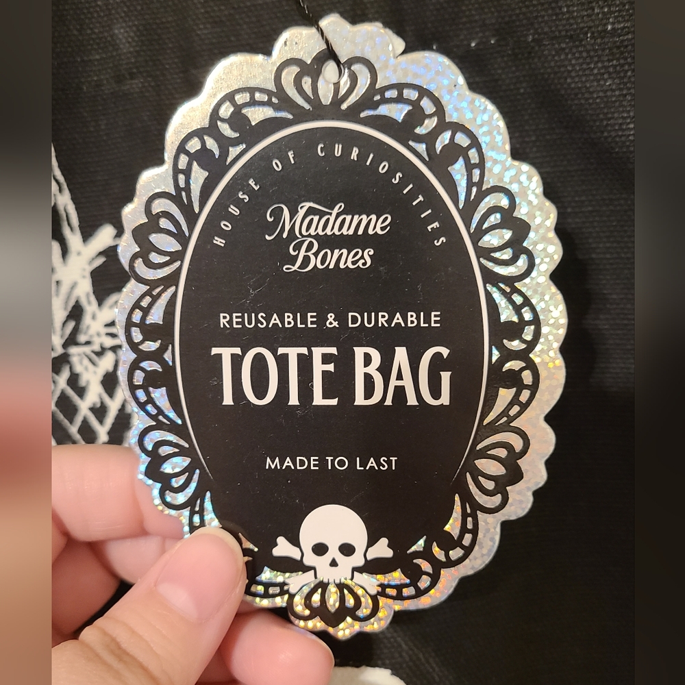 Halloween Tote Bag with Ghost And Skeleton Design - Picture 2 of 3